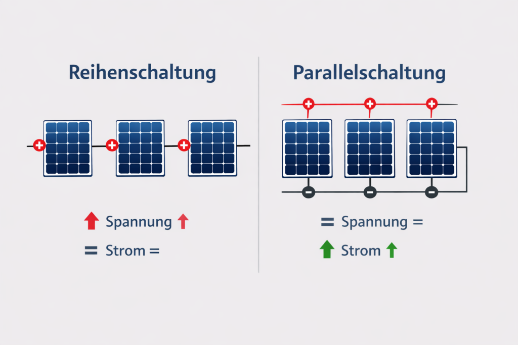 Solarmodule in Reihe oder parallel schalten – Vergleich der Verschaltung